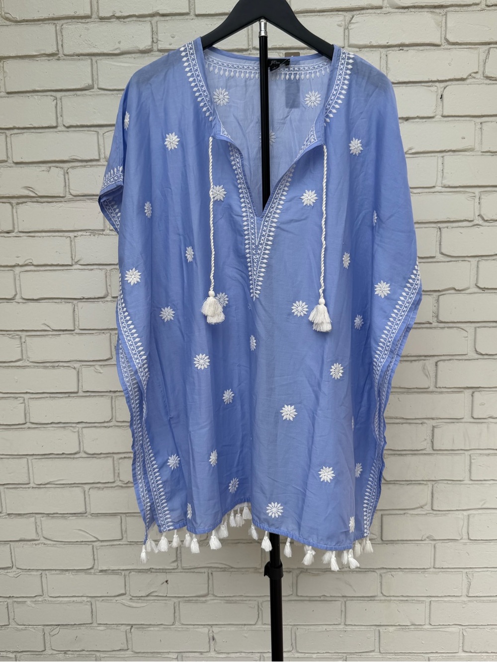 🌸 J.Crew Embroidered Tassel Caftan Cover-Up –NWT Size Large – Beach Style 🌸